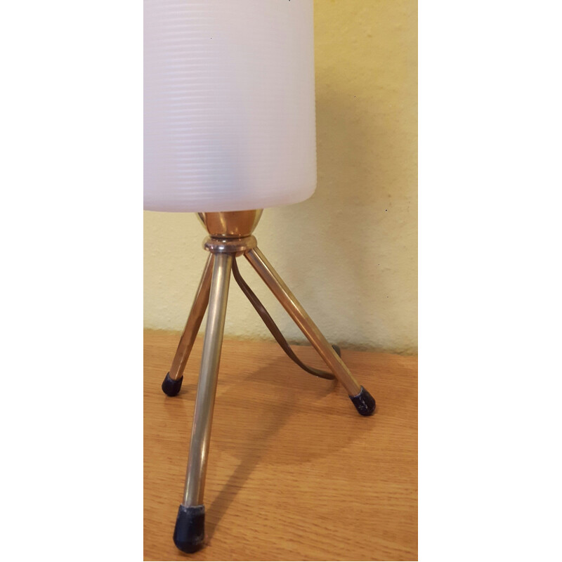 Vintage tripod brass base table lamp - 1950s