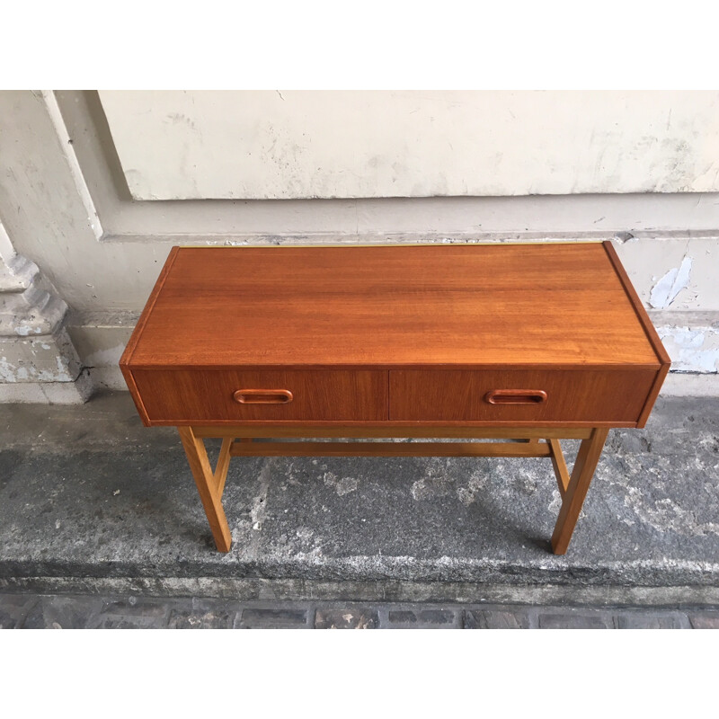 Commode vintage suédoise en teck à 2 tiroirs - 1960