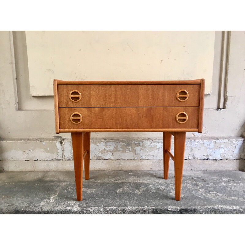 Vintage teak chest of 2 dawers, Sweden - 1960s