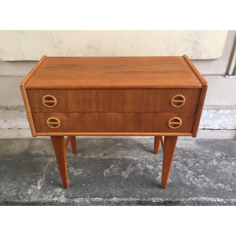 Vintage teak chest of 2 dawers, Sweden - 1960s