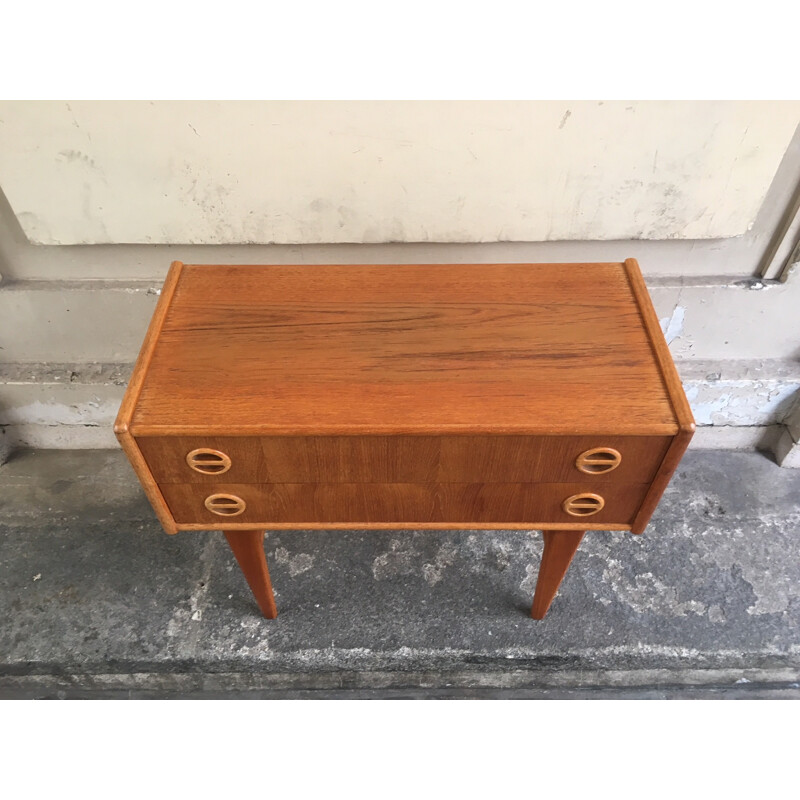 Vintage teak chest of 2 dawers, Sweden - 1960s