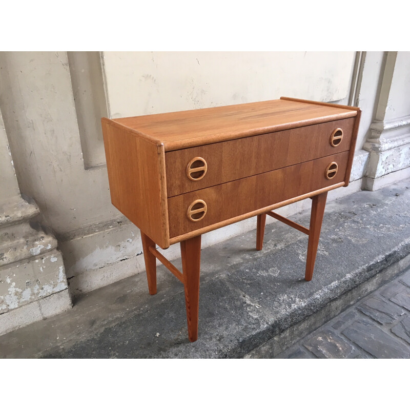 Vintage teak chest of 2 dawers, Sweden - 1960s