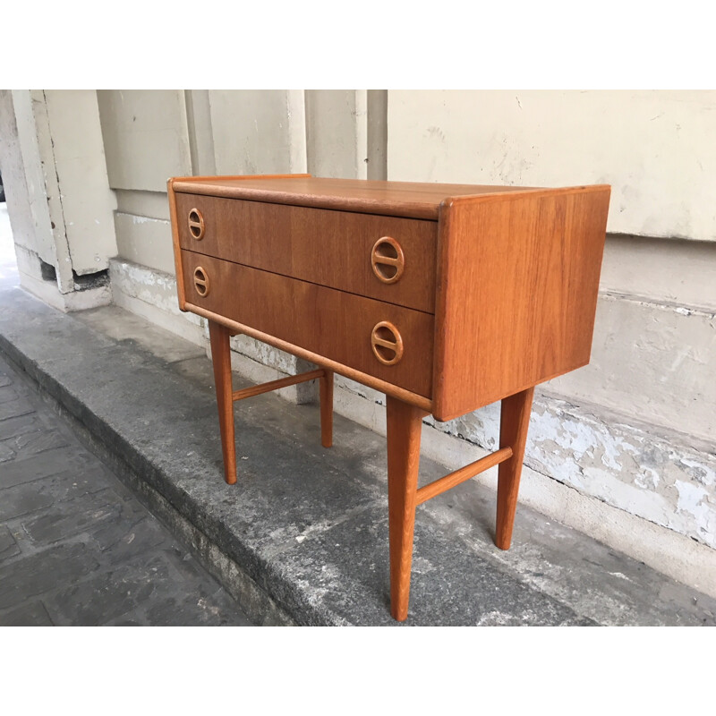 Vintage teak chest of 2 dawers, Sweden - 1960s