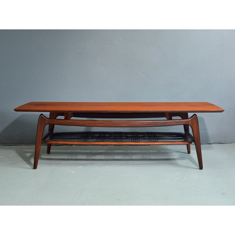 Table basse vintage en teck par Louis van Teeffelen - 1950