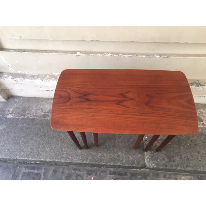 Vintage set of 3 teak nesting tables - 1960s