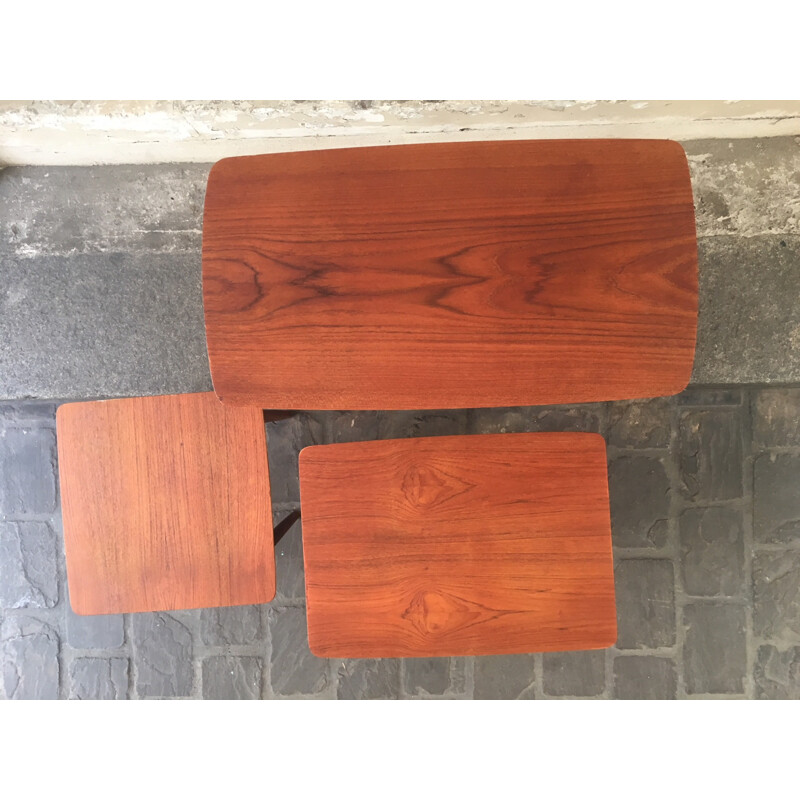 Vintage set of 3 teak nesting tables - 1960s