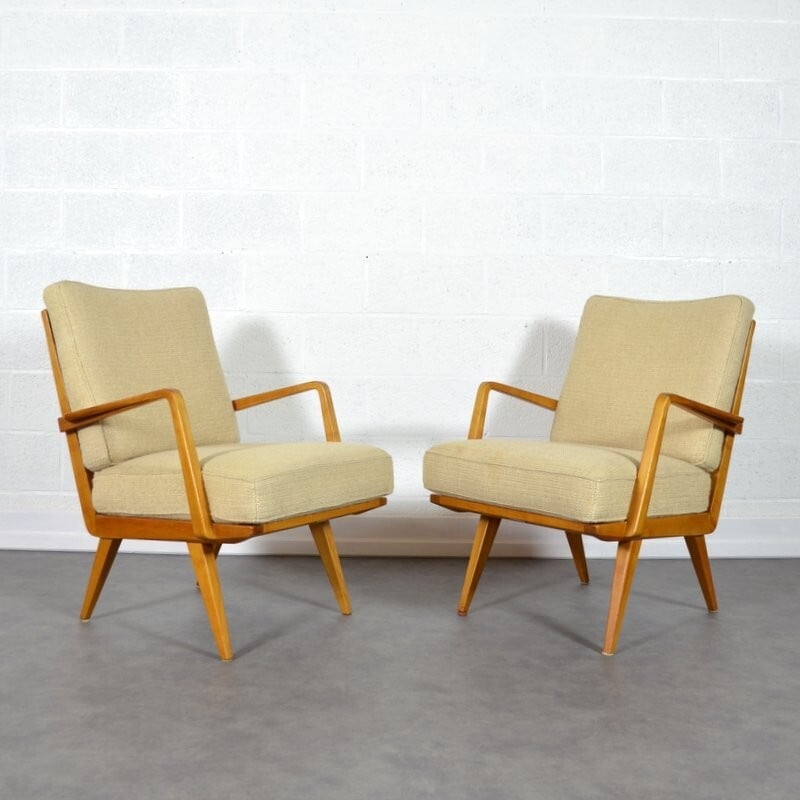 Pair of vintage Knoll Antimott armchairs - 1950s