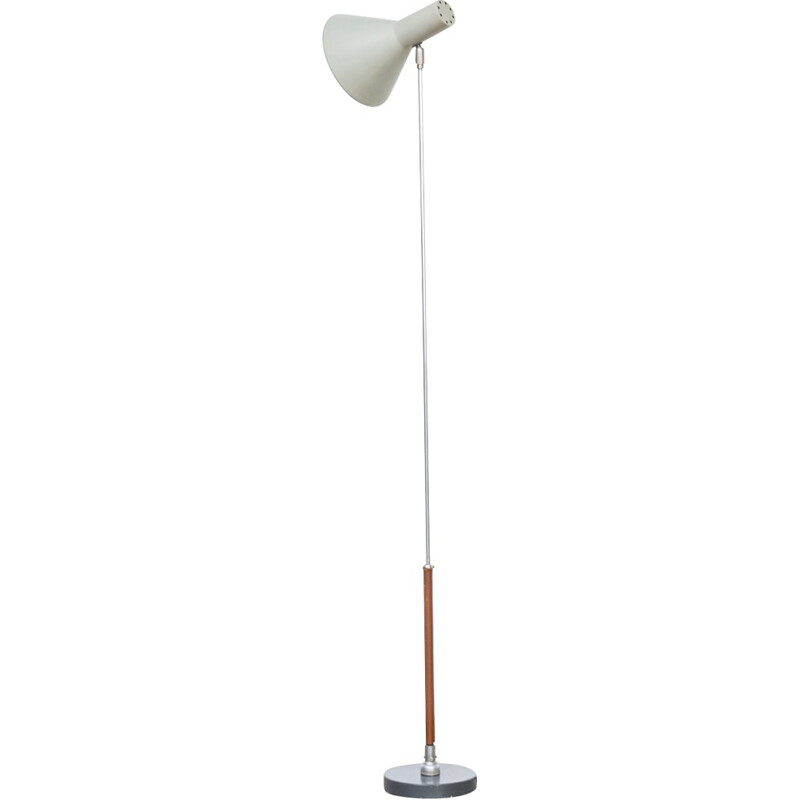 Vintage bendable floorlamp in leather, chrome and metal - 1960s