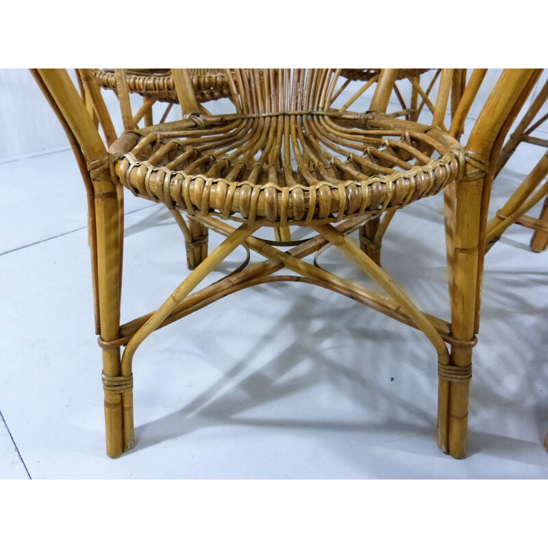 Set of 5 vintage Rattan garden chairs - 1960s