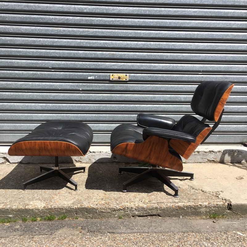 Fauteuil vintage "lounge chair" par Eames pour Herman Miller - 1980