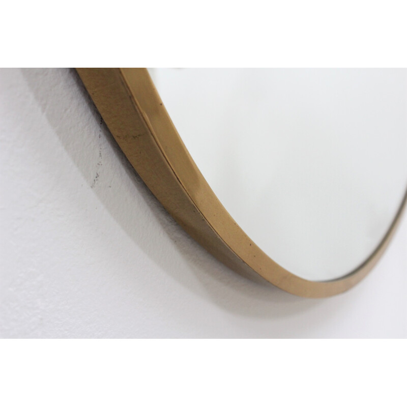 Vintage large oval mirror in brass - 1950s