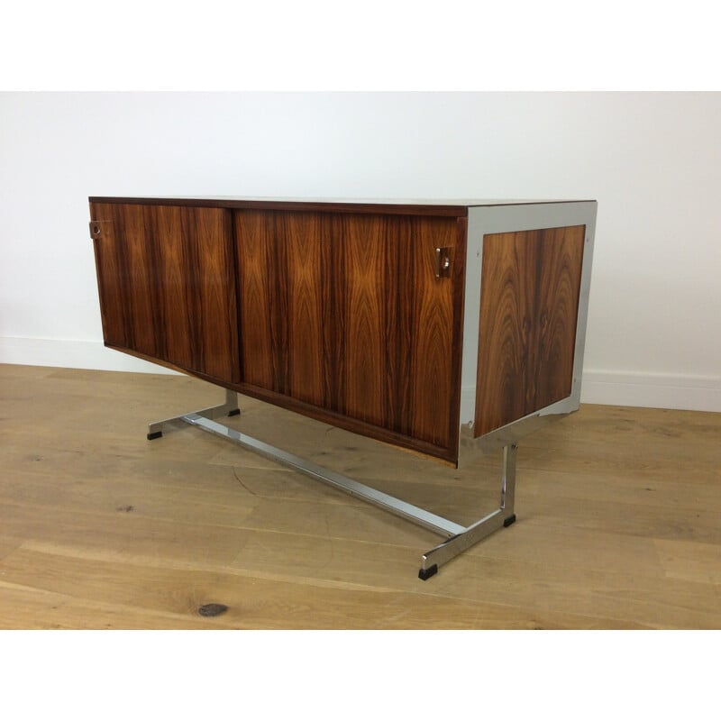 Vintage rosewood and chrome sideboard for Merrow Associates - 1970s