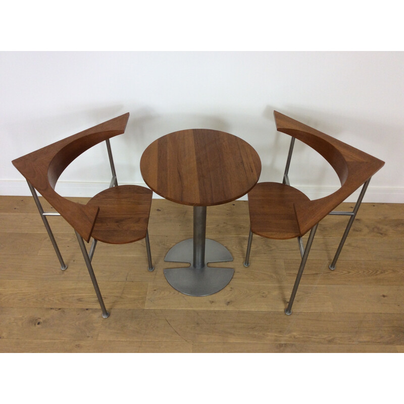 Vintage dining set table and 2 chairs 1960