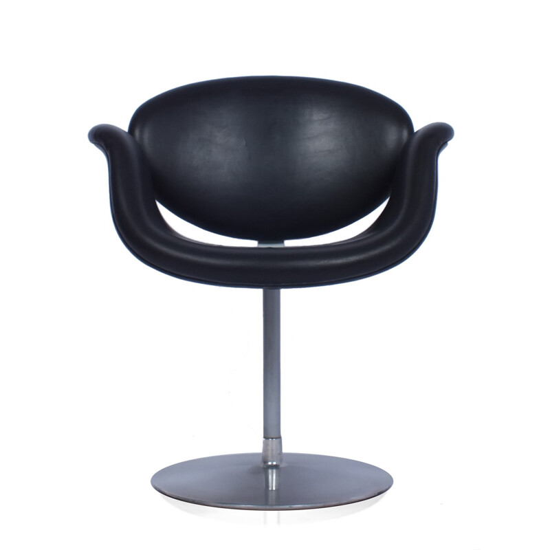 Suite de 2 chaises Tulip en cuir noir par Pierre Paulin pour Artifort - 1960