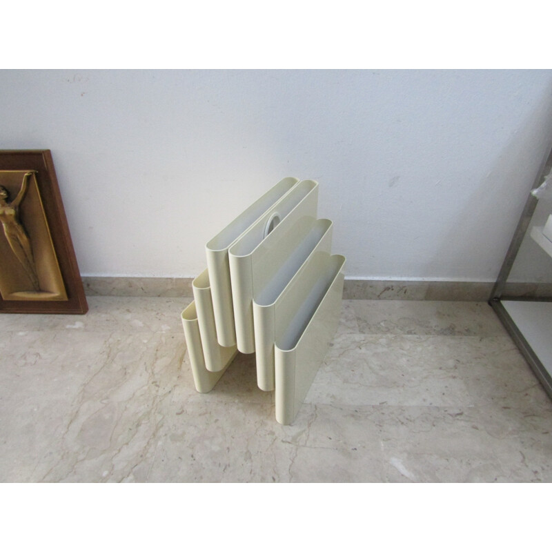 Vintage White Magazine Rack by Giotto Stoppino for Kartell - 1970s