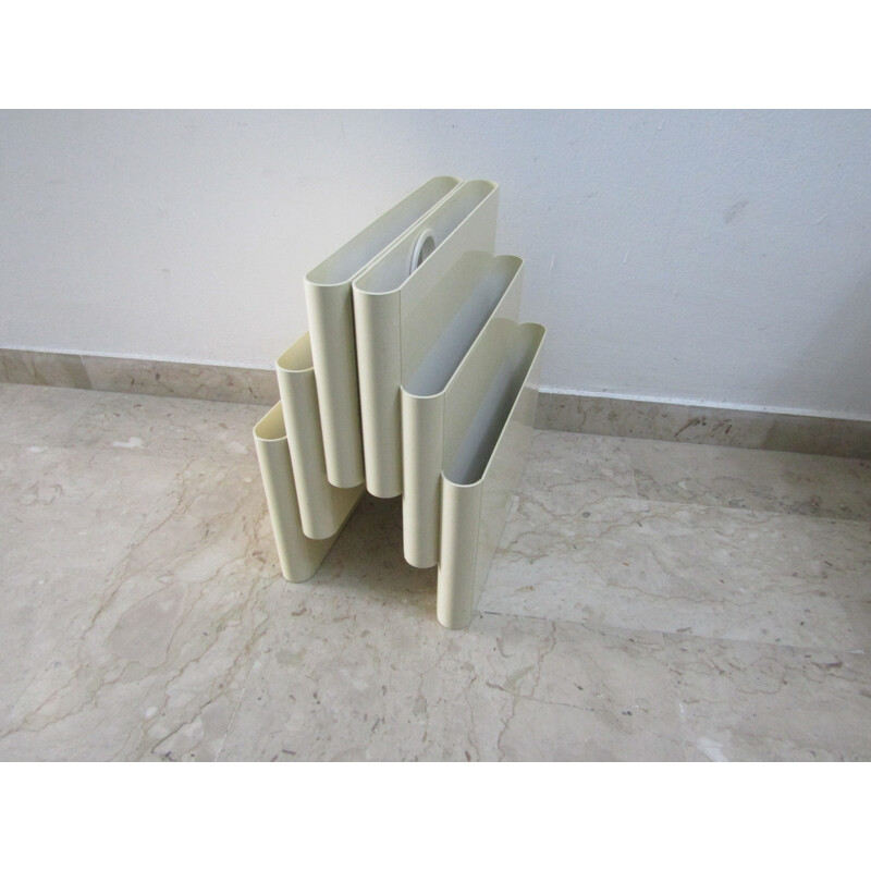 Vintage White Magazine Rack by Giotto Stoppino for Kartell - 1970s