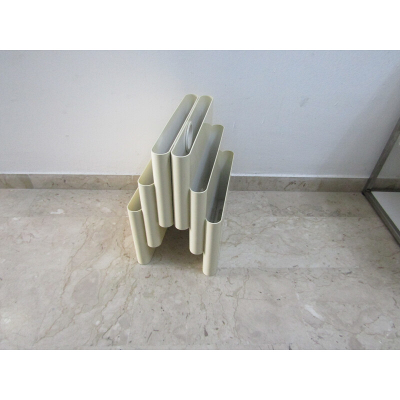 Vintage White Magazine Rack by Giotto Stoppino for Kartell - 1970s