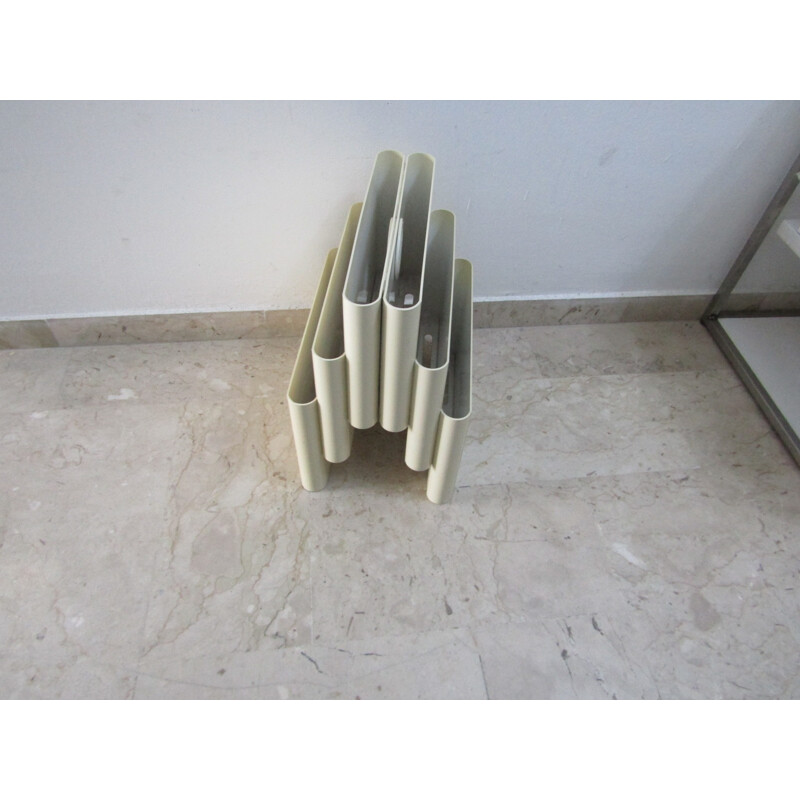 Vintage White Magazine Rack by Giotto Stoppino for Kartell - 1970s