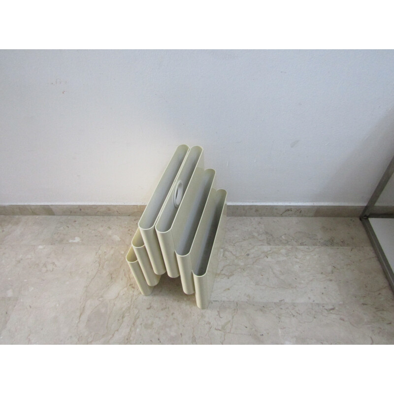 Vintage White Magazine Rack by Giotto Stoppino for Kartell - 1970s