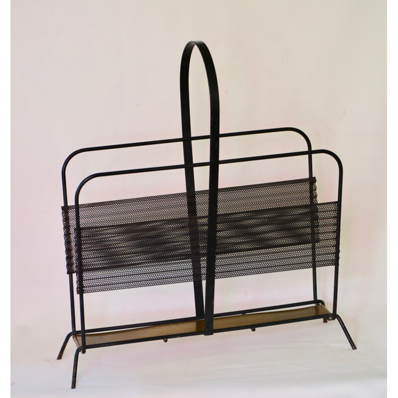 Vintage metal magazine rack by Mathieu Matégot, 1950