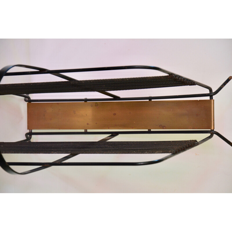 Vintage metal magazine rack by Mathieu Matégot, 1950