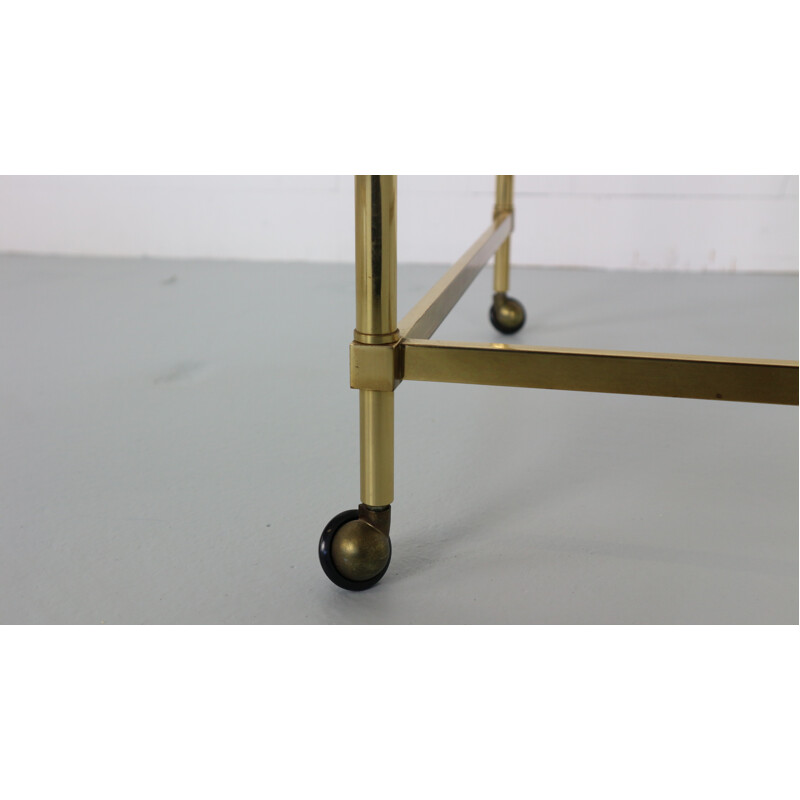 Set of 3 Midcentury French Brass Nesting Tables with Glass Top - 1950s