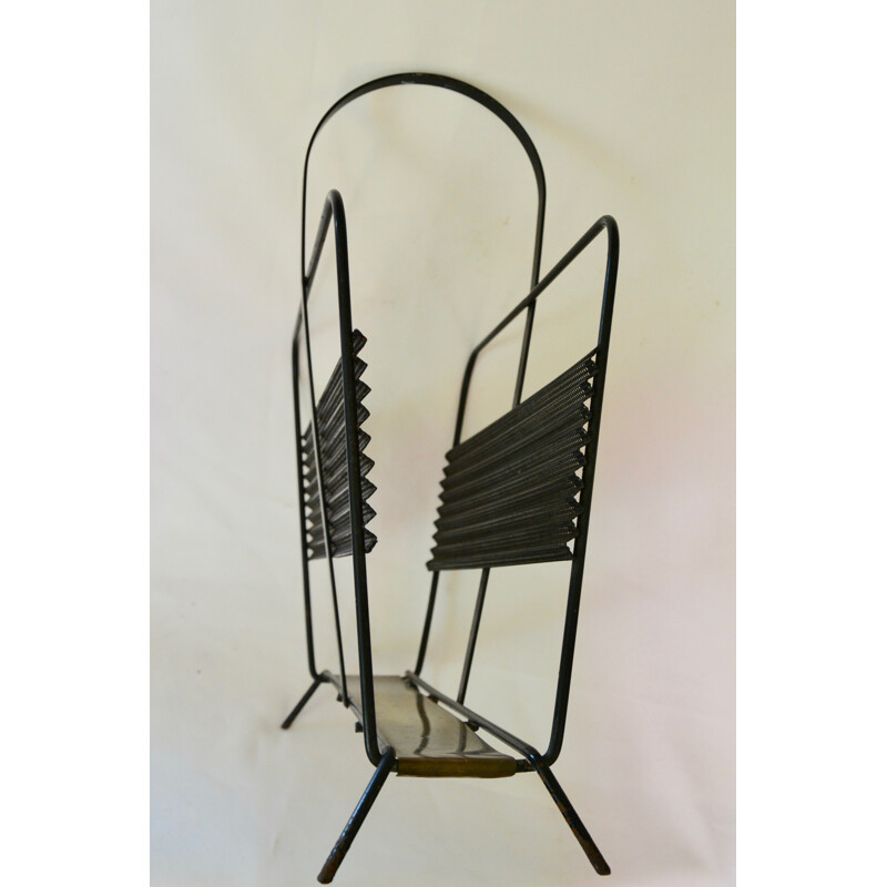 Vintage metal magazine rack by Mathieu Matégot, 1950