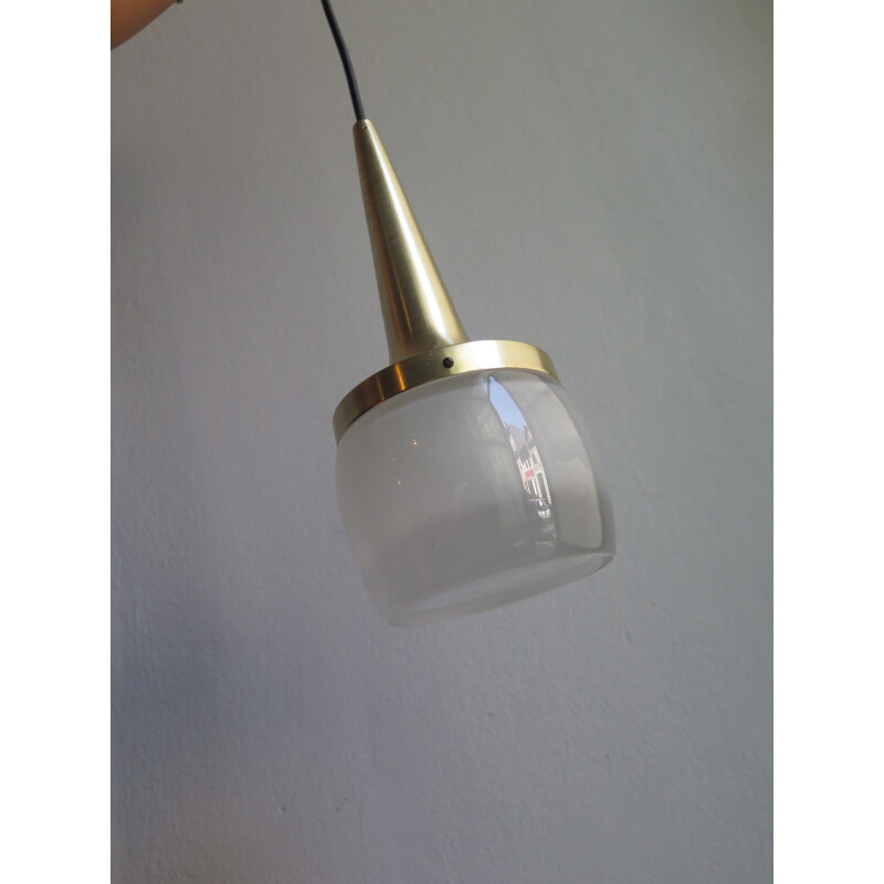 Vintage Limburg golden and art glass pendant lamp - 1970s