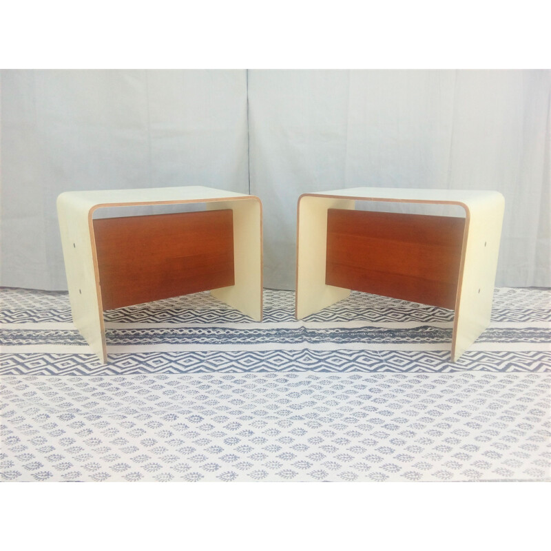 Set of 2 french vintage bedside tables by Guariche for Negroni - 1960s