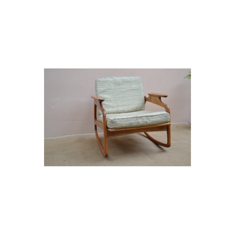 Rocking chair in beechwood and fabric, Adrian PEARSALL - 1960s