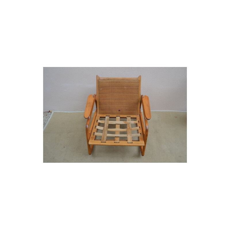 Rocking chair in beechwood and fabric, Adrian PEARSALL - 1960s