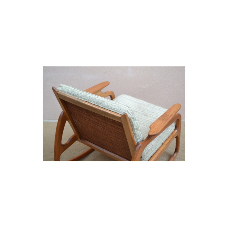 Rocking chair in beechwood and fabric, Adrian PEARSALL - 1960s
