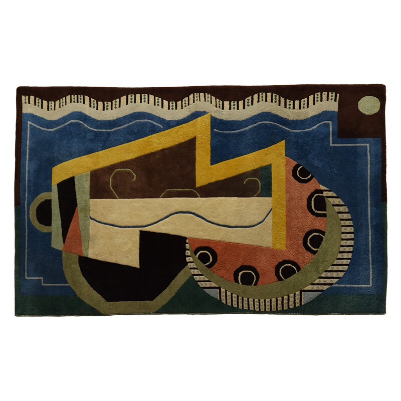 Vintage geometric Rug by Shyam Abuja India - 1980s