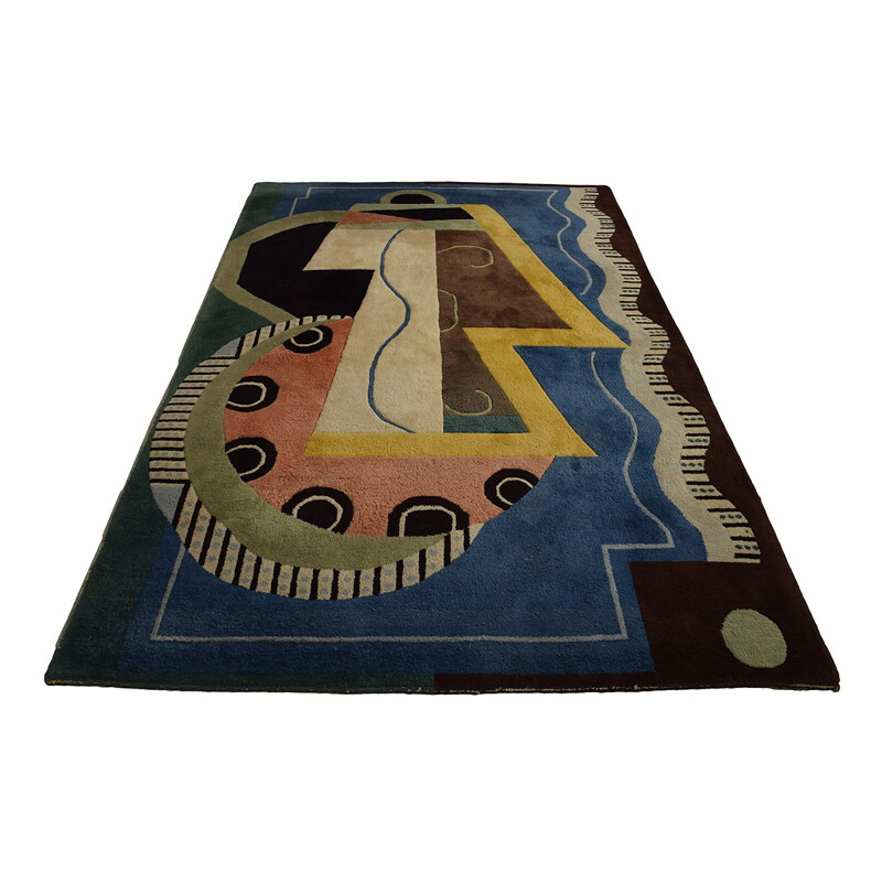 Vintage geometric Rug by Shyam Abuja India - 1980s