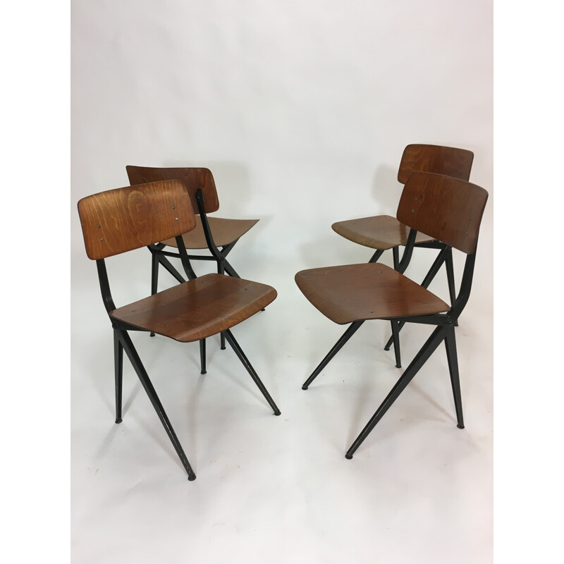 4 chaises vintage Industrielles noires de Marko - 1960