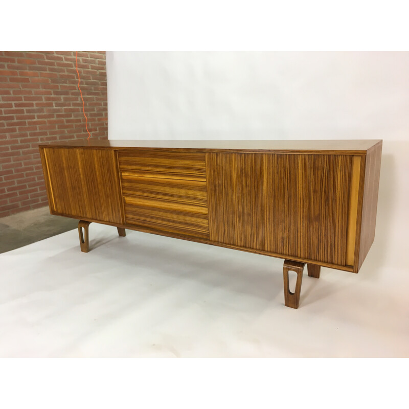 Vintage Modernist Zebra Rosewood Sideboard - 1950s