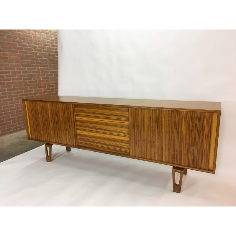 Vintage Modernist Zebra Rosewood Sideboard - 1950s