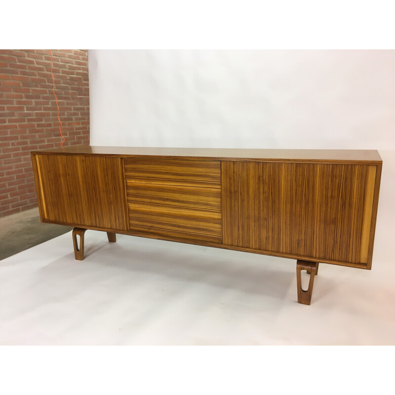 Vintage Modernist Zebra Rosewood Sideboard - 1950s