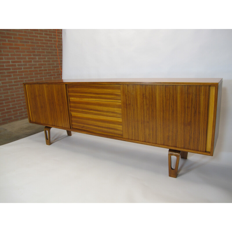 Vintage Modernist Zebra Rosewood Sideboard - 1950s