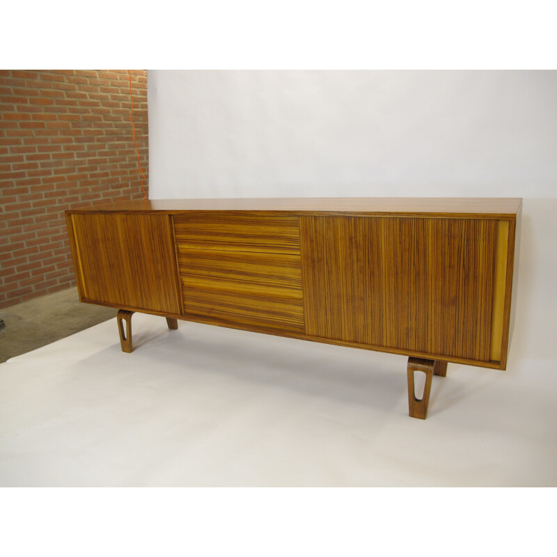 Vintage Modernist Zebra Rosewood Sideboard - 1950s