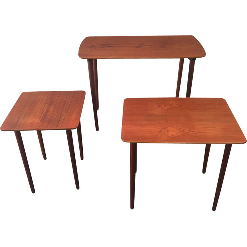 Vintage set of 3 teak nesting tables - 1960s