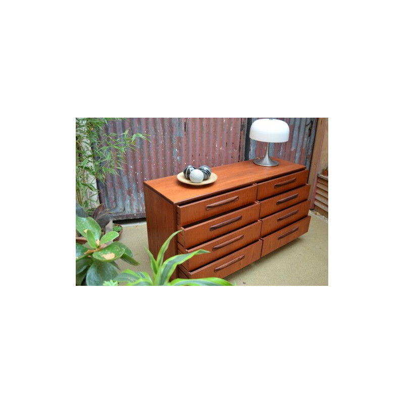 Scandinavian style double chest of drawers in teak, Victor B. WILKINS - 1970s