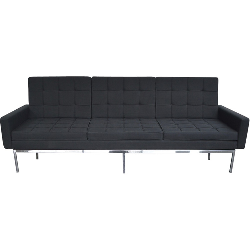 Canapé vintage noir par Florence Knoll Modèle 67A - 1950