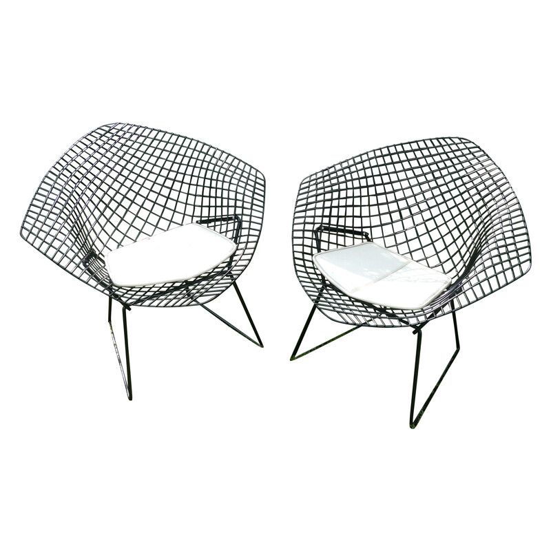 Paire de fauteuils "Diamant",  H.BERTOIA - années 70