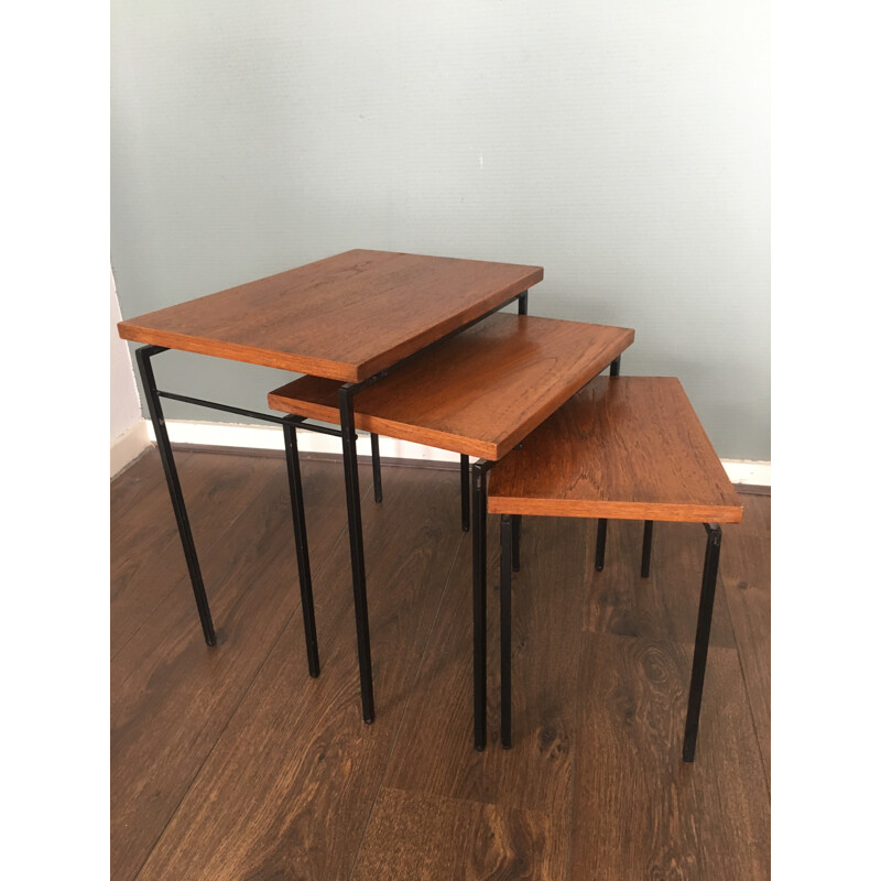 Vintage Nesting Tables with Teak Tops - 1960s