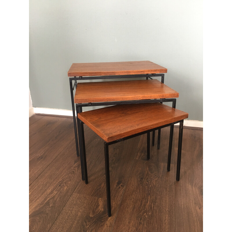 Vintage Nesting Tables with Teak Tops - 1960s