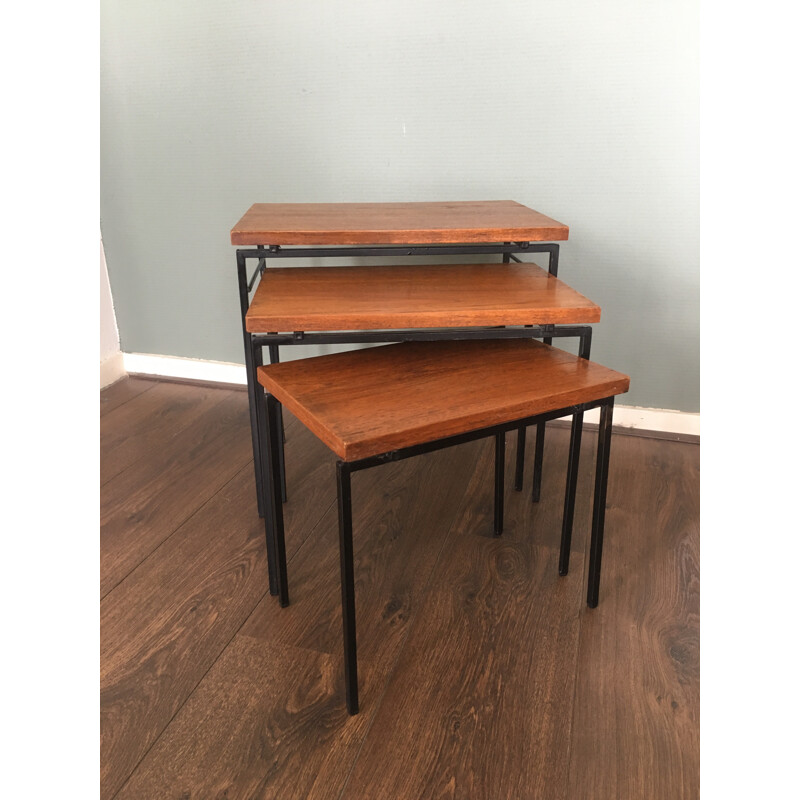 Vintage Nesting Tables with Teak Tops - 1960s