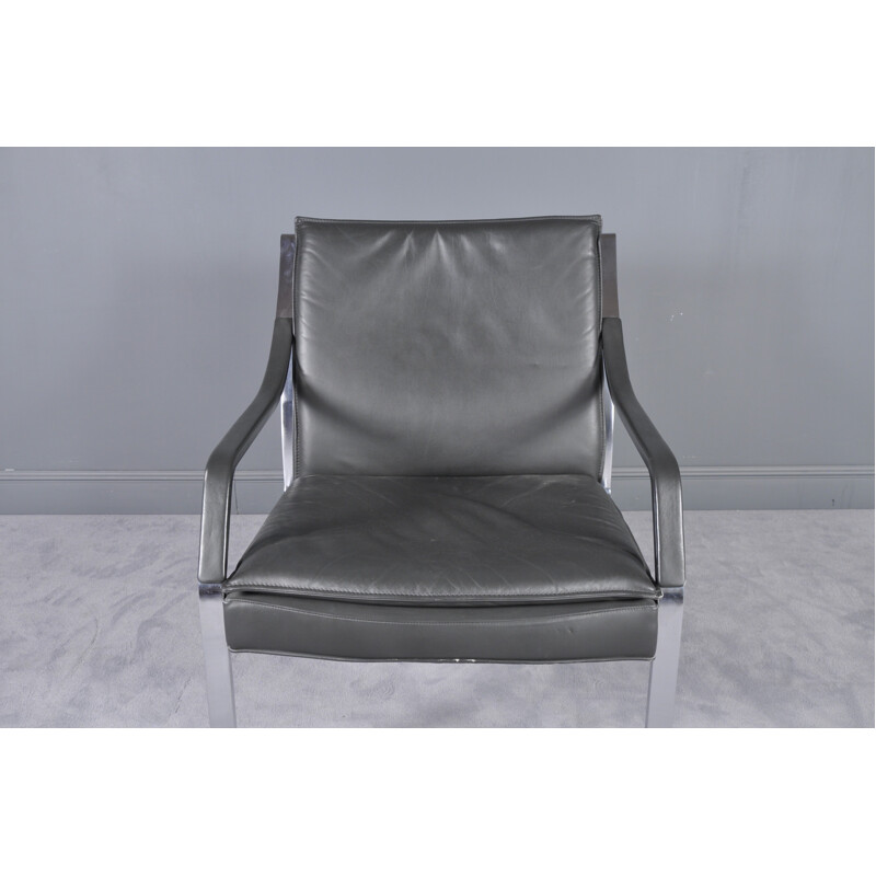Vintage Alpha Art Collection Leather Lounge Chair by Walter Knoll - 1960s