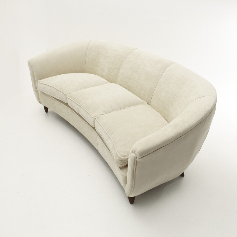 Vintage Italian 3-Seater white velvet Sofa - 1950s