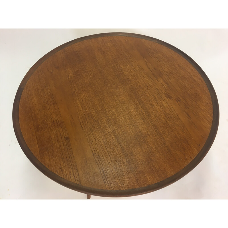 Vintage Round Teak Coffee Table - 1950s